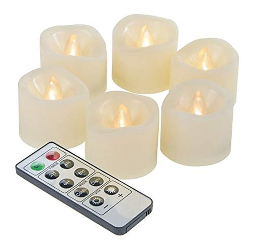 Juego De 6 Velas Led Sin Llama Con Batería Con Mando