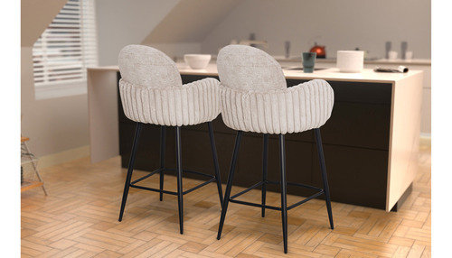 Set 2 Banco Para Barra Desayunadora Para Cocina Y Bar 110cm Acabado De La Estructura Laqueado Color Gris