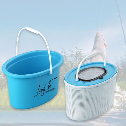 Cubo De Pesca Recipiente De Pescado Vivo Malla Fina 8l Azul
