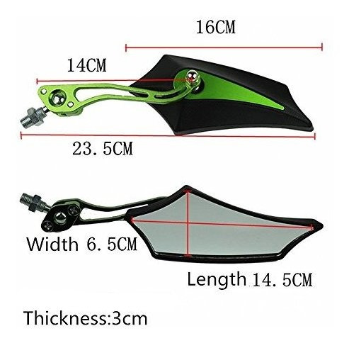ESUPPORT Green Motorcycle Motorbike 8mm 10mm Rearview Side Mirror ATV Scooter 