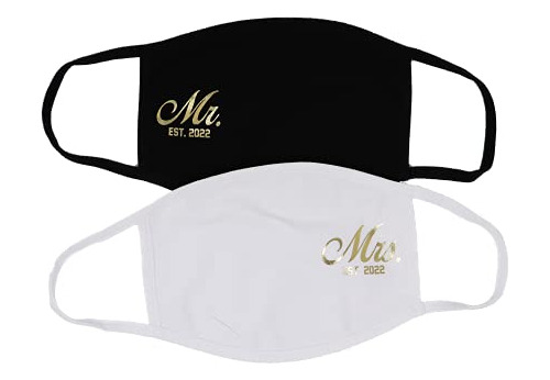 Mr Mrs Face Mask Set De Regalo Con Impresión Lateral Para R