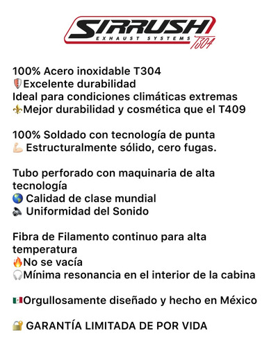 Mofle Resonador Deportivo Sirrush. Inoxidable R5 X 8, 2.5