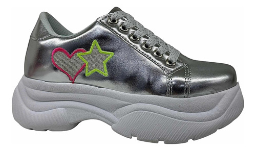 Zapatillas Para Nenas Bordado Estrella Corazon Multicolor  