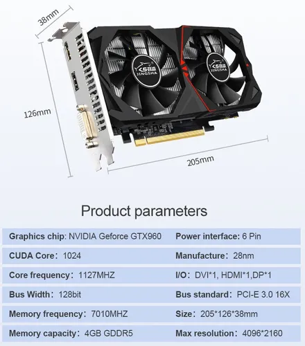 Tarjeta Gr fica Jingsha Geforce Gtx 960 4gb Ddr5