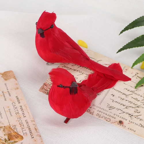 Espuma Artificial Roja Hecha A Mano Con Forma De Pájaro, 10