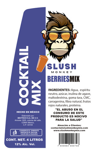 Bebida Para Slushy (granita) Frutos Rojos Con Mezcal