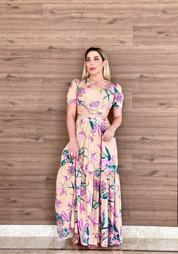 Imagem 3 de 6 de Vestido Gestante Gravida Lindo Longo Estampado Com Alça Mult