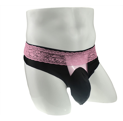 B Ropa Interior De Cintura Baja Para Hombre, Encaje De Seda