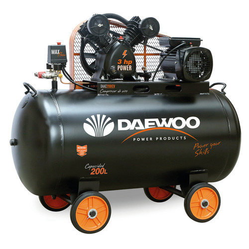 Compresor De Aire Eléctrico Daewoo Daac200cv 200l 3hp 115psi Color Negro Fase eléctrica Monofásica Frecuencia 50Hz