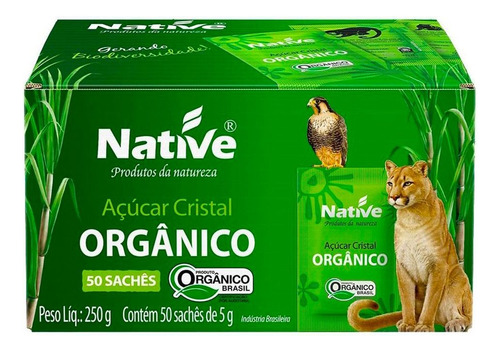 Açúcar Cristal Orgânico Native 250g com 50 Sachês