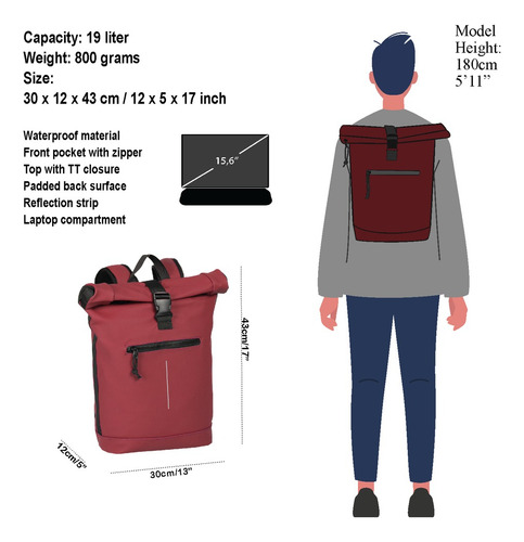 Mochila New Rebels 51.113524 New York Mart 15 Burgundy 19l