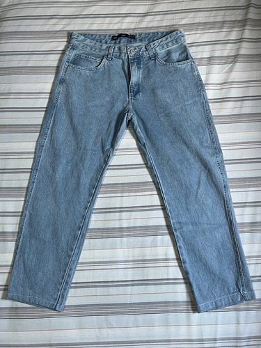 Calça Slim Cropped Em Jeans Com Bolsos Azul - Bluesteel (Usado)