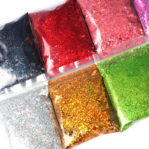1 Bolsa 50g Brillo De Uñas Iridiscente Lentejuelas Púrpura
