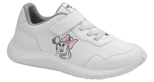 Tenis Escolar Con Velcro Minnie Blanco Para Niña 7