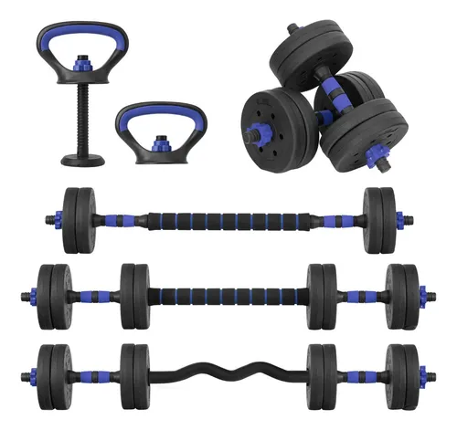 Halteres ajustáveis Altera, barras de disco Kettlebells, 15 kg, cor azul