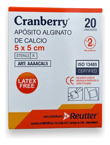 Aposito Alginato De Calcio 5x5 - Cranberry 20 Uds