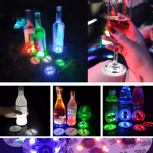 20 Luces Led Pegatinas Para Botellas, Luces Taza Tapete Led
