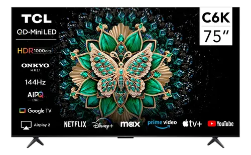 Smart Tv 75 Tcl 4K Qled Mini Led 75C6K Negro