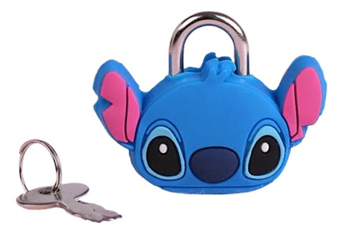 Candado Pequeño De Stitch Con Llaves Para Seguridad Azul