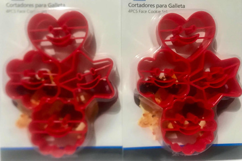 Cortadores Para Galletas Con 4 Pzas (pack Con 2) Rojo