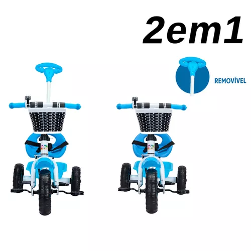 Triciclo Infantil 2 em 1 com Empurrador Motoca Velotrol BW082AZ - Azul