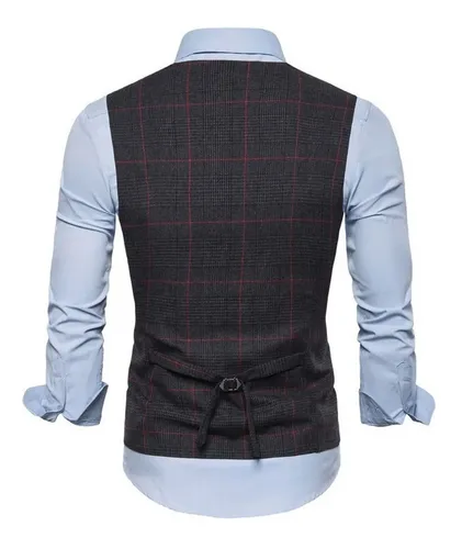 Chaleco De Traje Casual Con Cuello En V Para Hombre De Un So