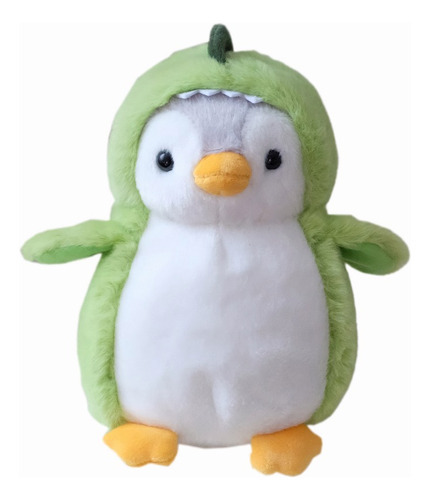 Peluche Pingüino Disfrazado Dinosaurio Unicornio Kawaii Color Verde