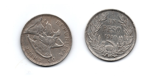 Moneda De Plata Chilena Año 1910