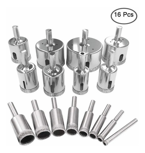 Imagen 6 de 6 de Brocas Copa Para Cerámicos Mármol Vidrio Piedra 16pcs