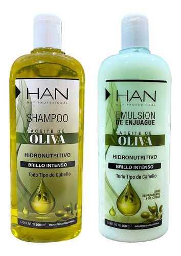 Kit Han Aceite De Oliva -  Shampoo + Emulsion   X 500 Ml