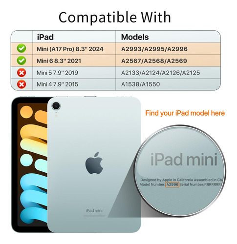 Funda Delgada Ipad Mini 7 Y 6 8.3 Pulgadas Con Soporte Verde Helecho Salvaje