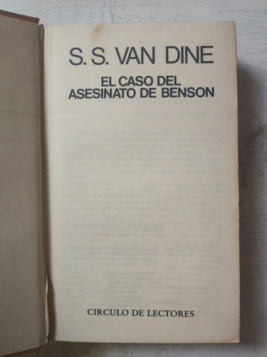 El Caso Del Asesinato De Benson S. S. Van Dine