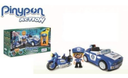 Pin Y Pon Action Auto + Moto De Policía Con Figura Original 