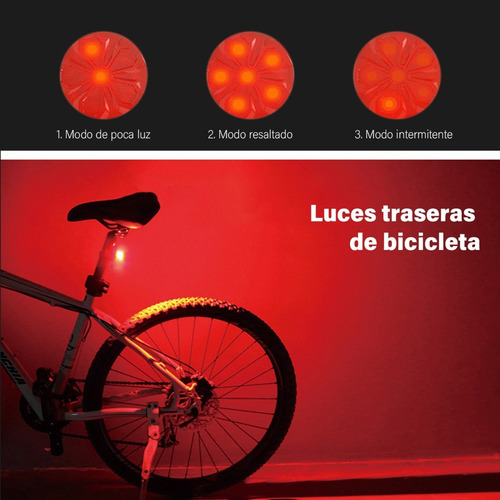 Imagen 7 de 8 de Lámpara Led Bicicleta Recargable Impermeabl