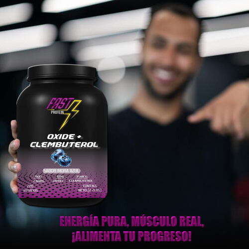 Óxido Nítrico + Clembuterol Fast Suplement 1kg 200 Serv Mora Azul
