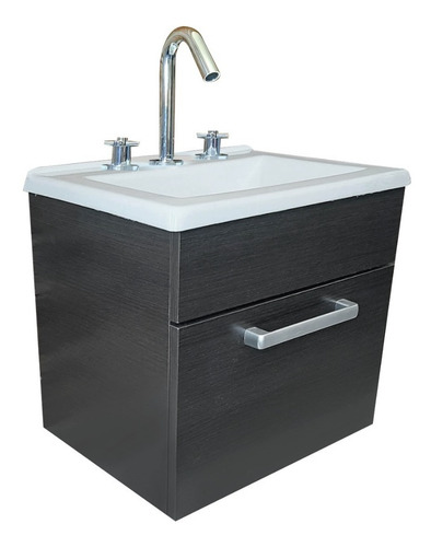 Imagen 7 de 10 de Vanitory Baño Puerta Bacha 40 Cm Colgante Melamina Wengue