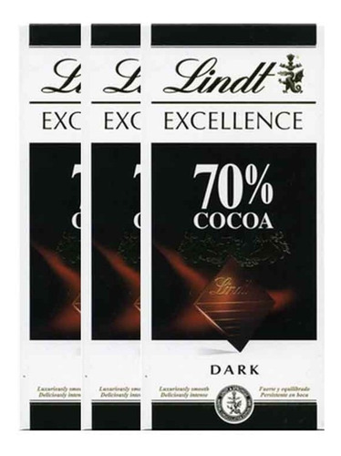 Chocolate Lindt Excellence Dark 70% 100g (3 Barras)