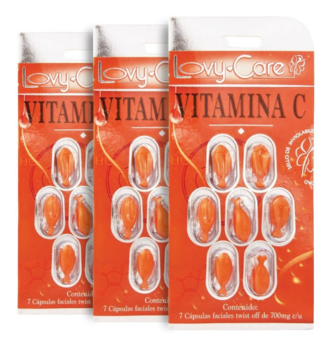 Capsulas Faciales Vitamina C Twist Off Pack 3 Pzas Lovy Care Tipo De Piel Todo Tipo De Piel