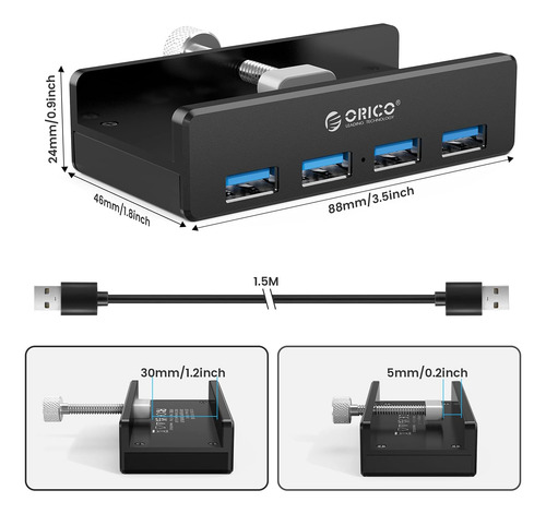 Hub Orico Usb 3.0, Usb Hub Abrazadera, Usb Connector 4