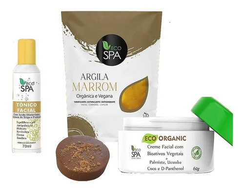 Kit Skincare Tonificante Argila Marrom/sabonete/tônico/creme