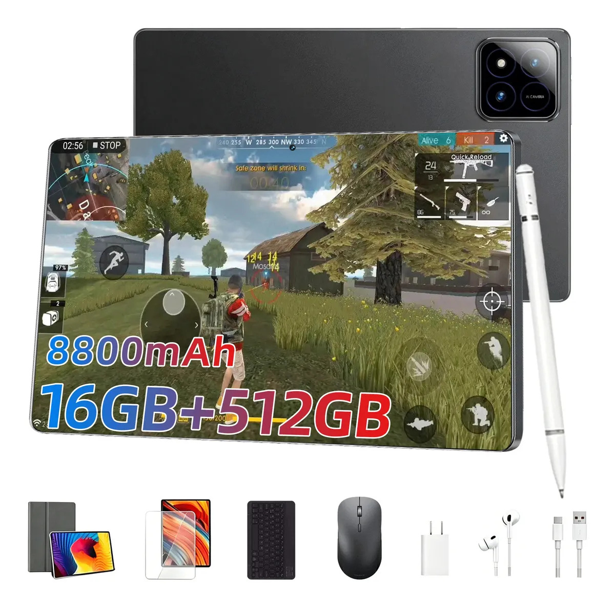 Tablet Tab 16gb Ram 512gb 11.6inch 8800mah, Android 15, Câmera Frontal 24mp, Câmera Traseira 48mp, 5g