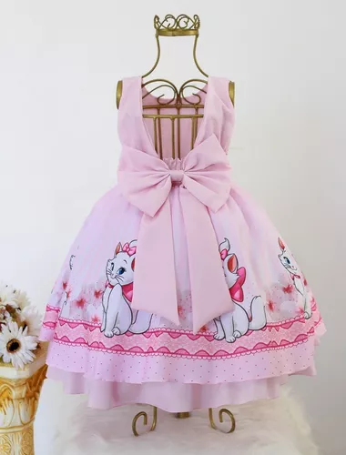 Vestido Infantil Gatinha Marie Luxo Orelhas Acompanha Tiara - Rosa Charmosa  Atacado