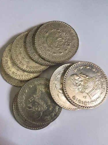 Moneda 1 Peso Morelos 1961,1964,1966 Tepalcate Plata Ley.100