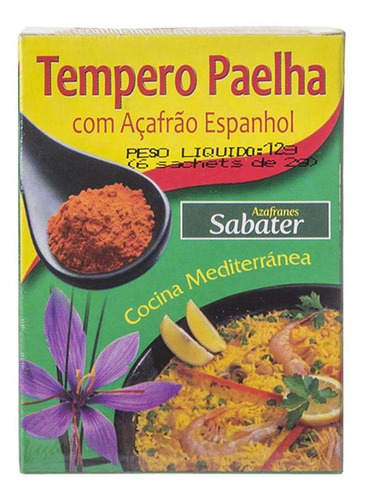 Tempero Paella Com Açafrão Espanhol Sabater 12g