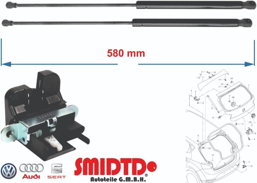 2 Amortiguadores 58 Cm Y Chapa Cajuela Seat Ibiza 1.6l 16-18