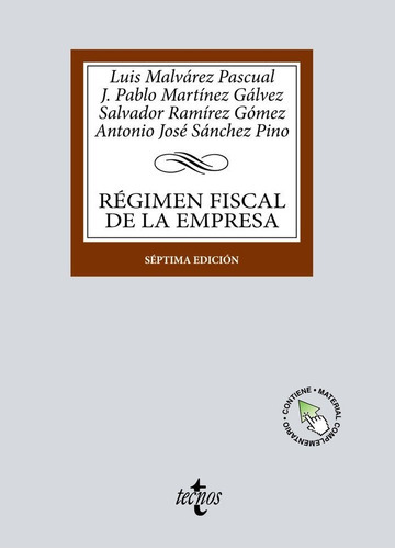 Regimen Fiscal De La Empresa, De Malvarez Pascual, Luis A.. Editorial Tecnos, Tapa Blanda En Español