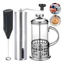 Comprar Jarra Café Té Vidrio 600ml French + Molinillo + Espumador