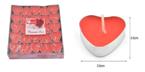 Imagen 2 de 2 de Pack 50 Velas Flotantes Corazón Rojo