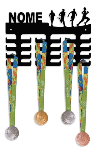 Porta Medalhas Corrida Masculino Mdf 6mm Colorido - Com Nome