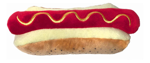 Peluche Para Perro Forma De Hot Dog Con Mostaza Grande 20cm